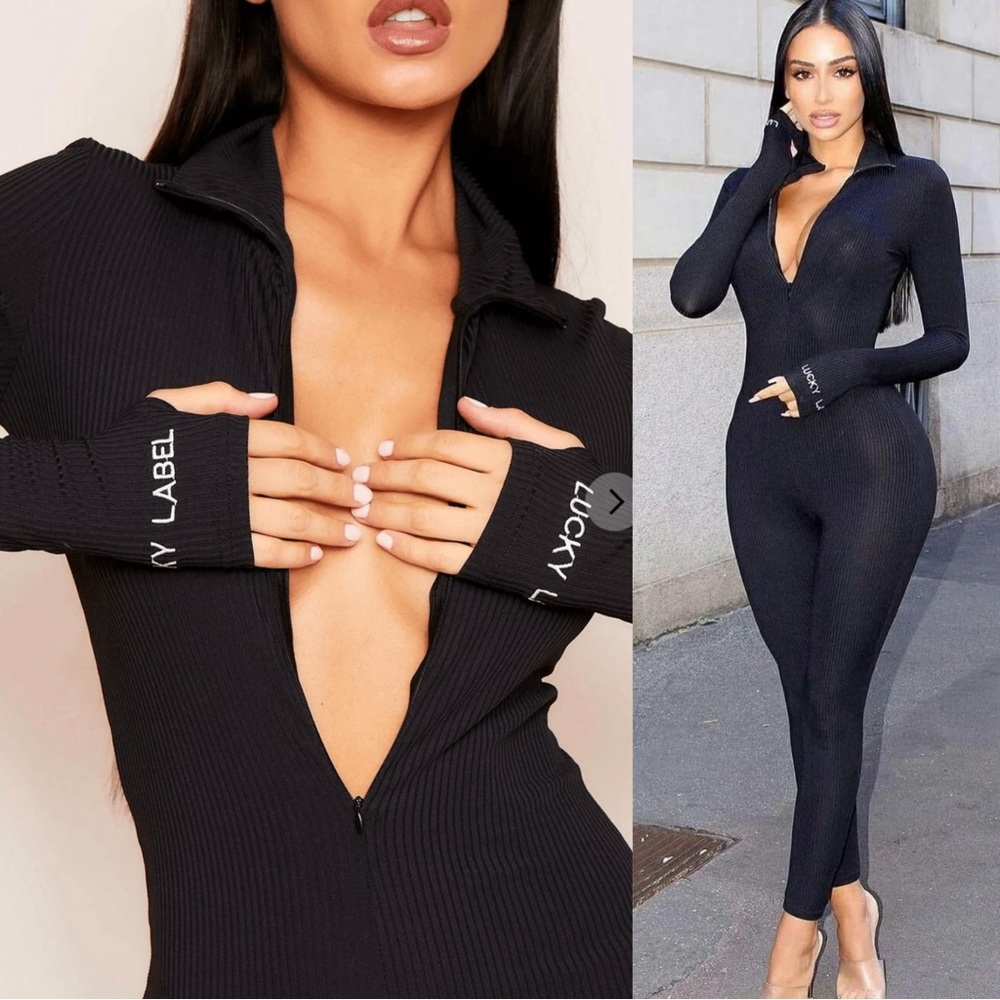 Lucky Label Ribbed Jumpsuit 🖤 Medium